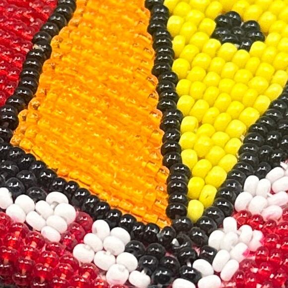 VTG Handmade Native American Beaded Belt Buckle Red Yellow Orange Pow Wow Boho - Picture 7 of 14